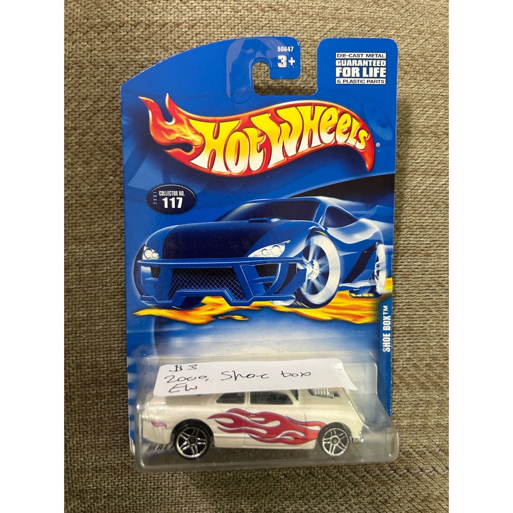 Hot Wheels 2001 First Editions Shoe Box White with Flames Collector 117 50647